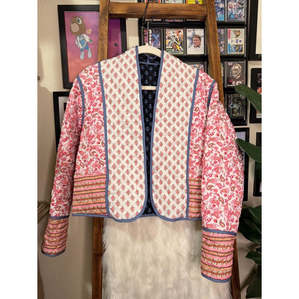 Reversible Quilted Boho Jacket- 2 in 1 Blue Paisley & Floral Print